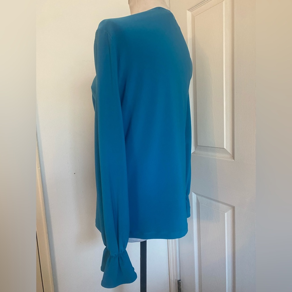Joseph Ribkoff Pacific Blue Ruffled Cuff Top - Picture 4 of 9